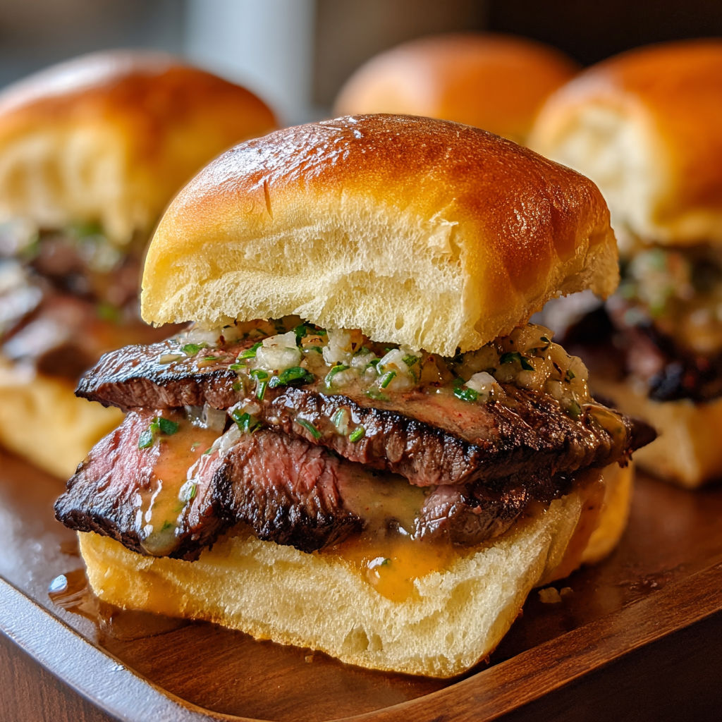 A plate of cowboy butter steak sliders.