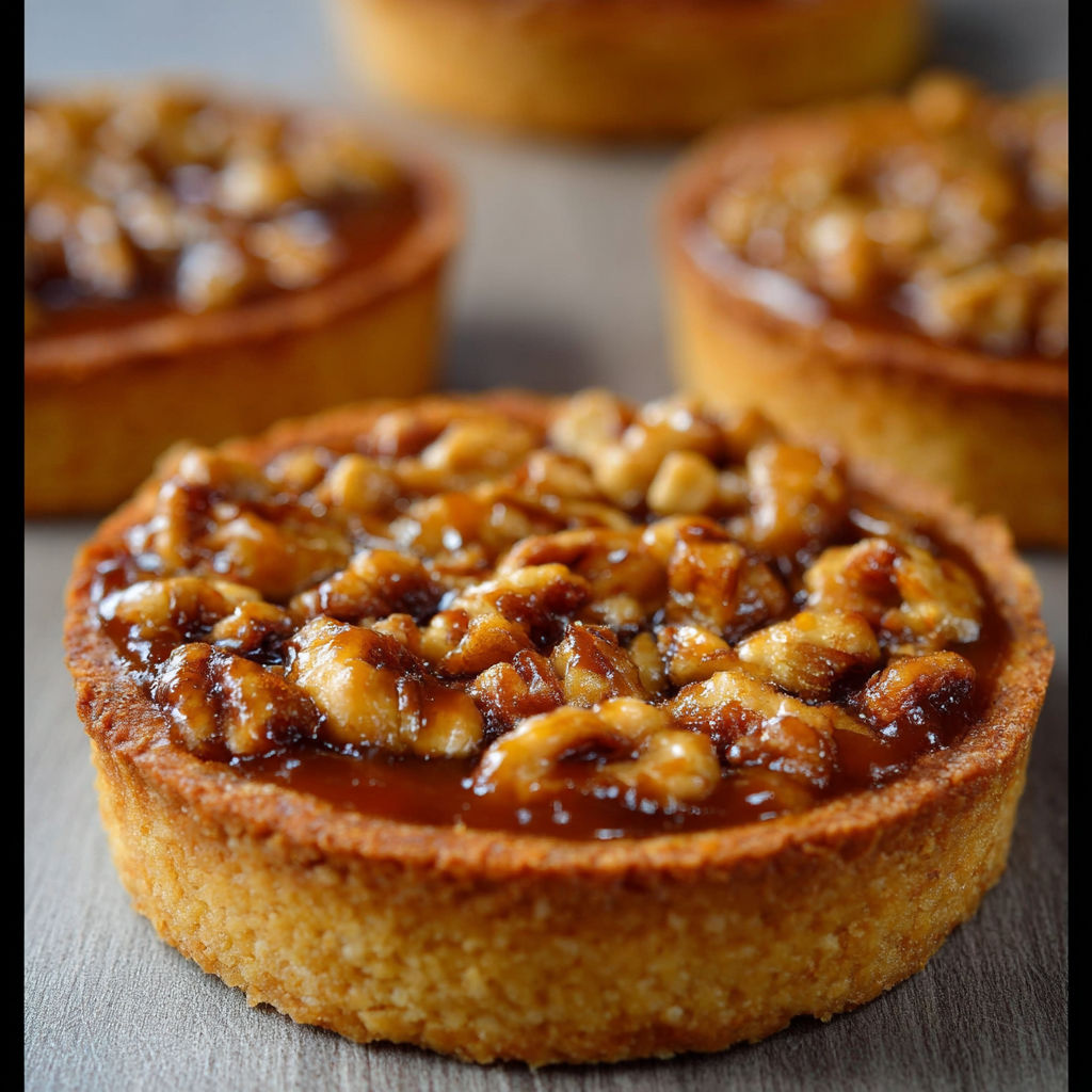 A close up of a pastry with nuts on top.
