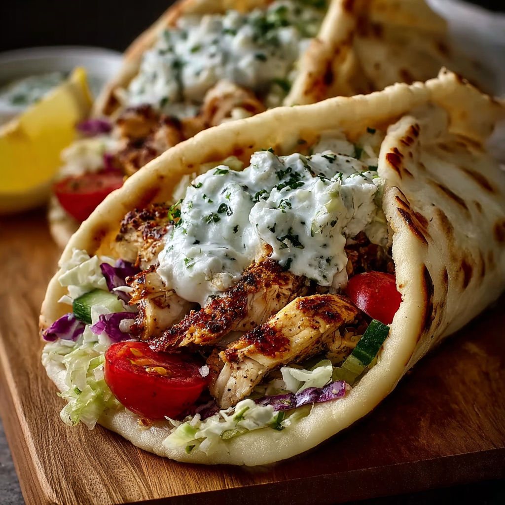 A delicious wrap with meat and vegetables.