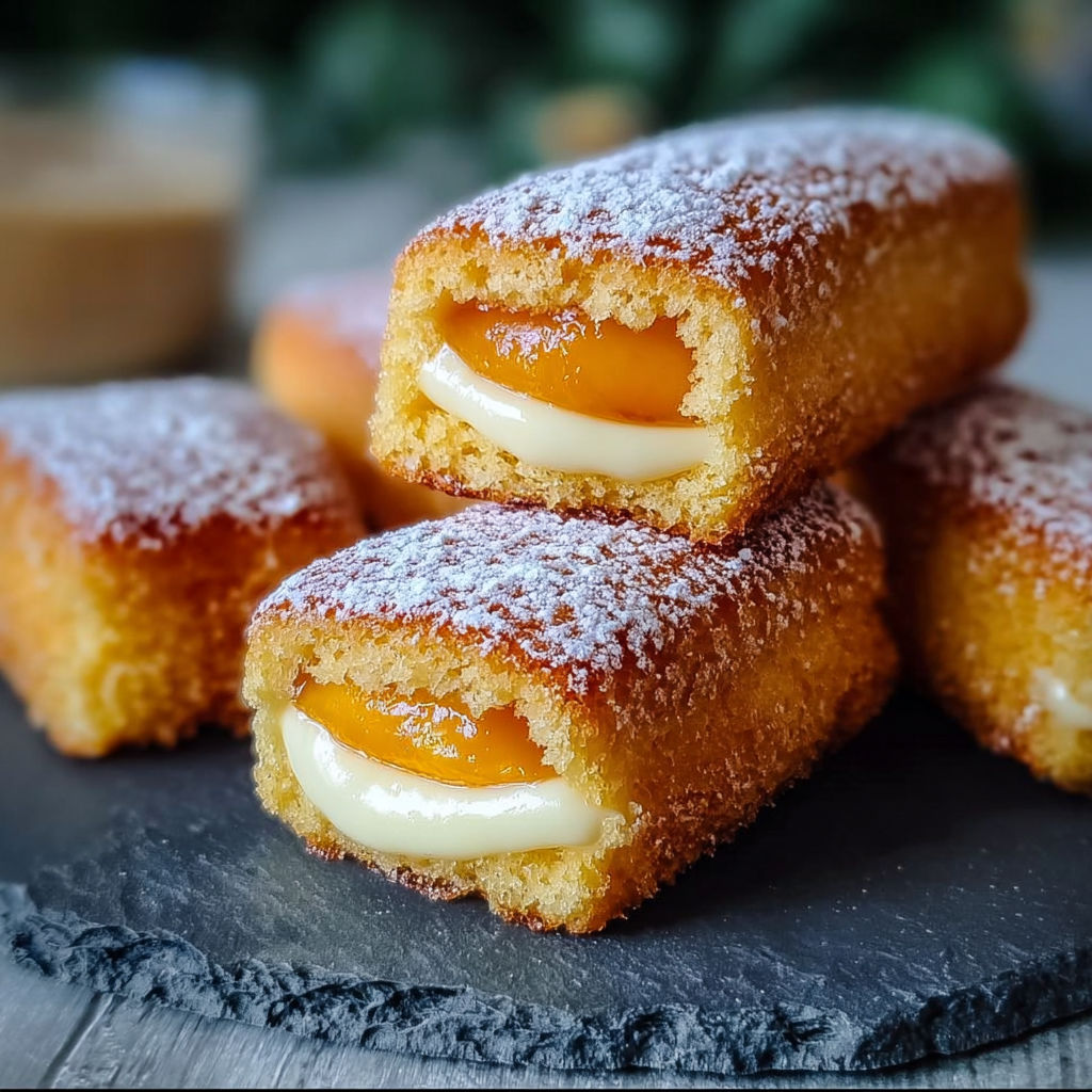 A stack of peach cobbler pound cake.
