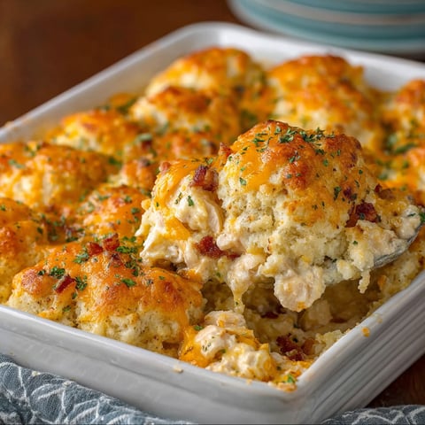 A white dish filled with chicken bubble biscuits.
