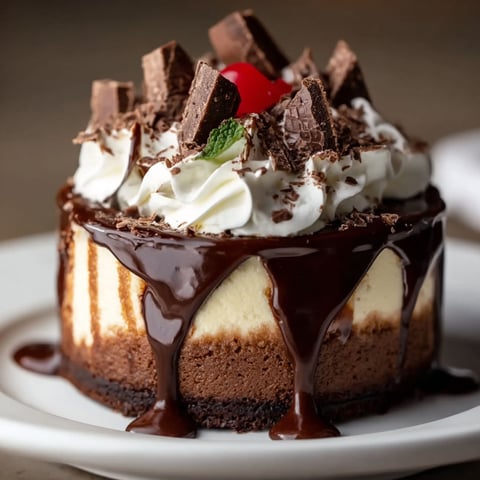 A close up of a chocolate dessert with a cherry on top.